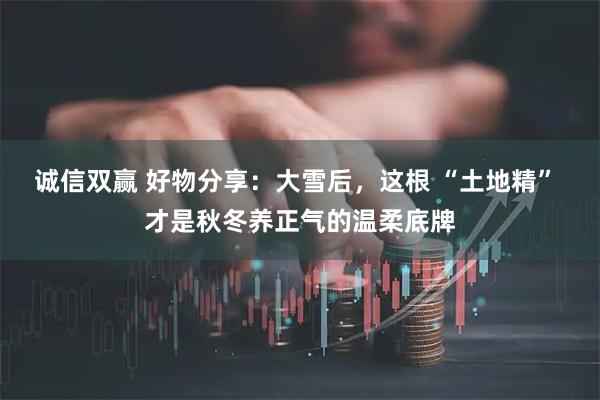 诚信双赢 好物分享：大雪后，这根 “土地精” 才是秋冬养正气的温柔底牌