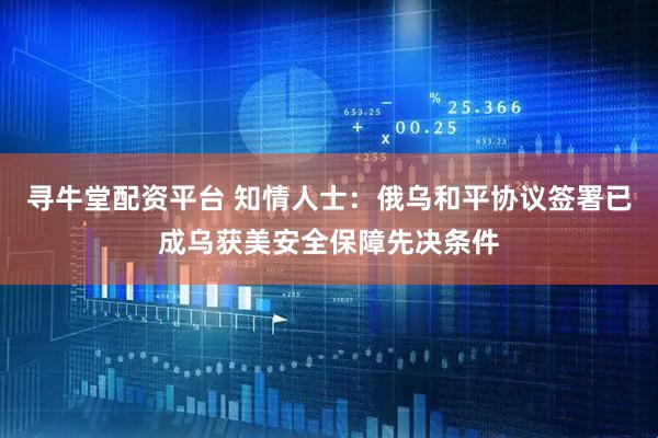 寻牛堂配资平台 知情人士：俄乌和平协议签署已成乌获美安全保障先决条件